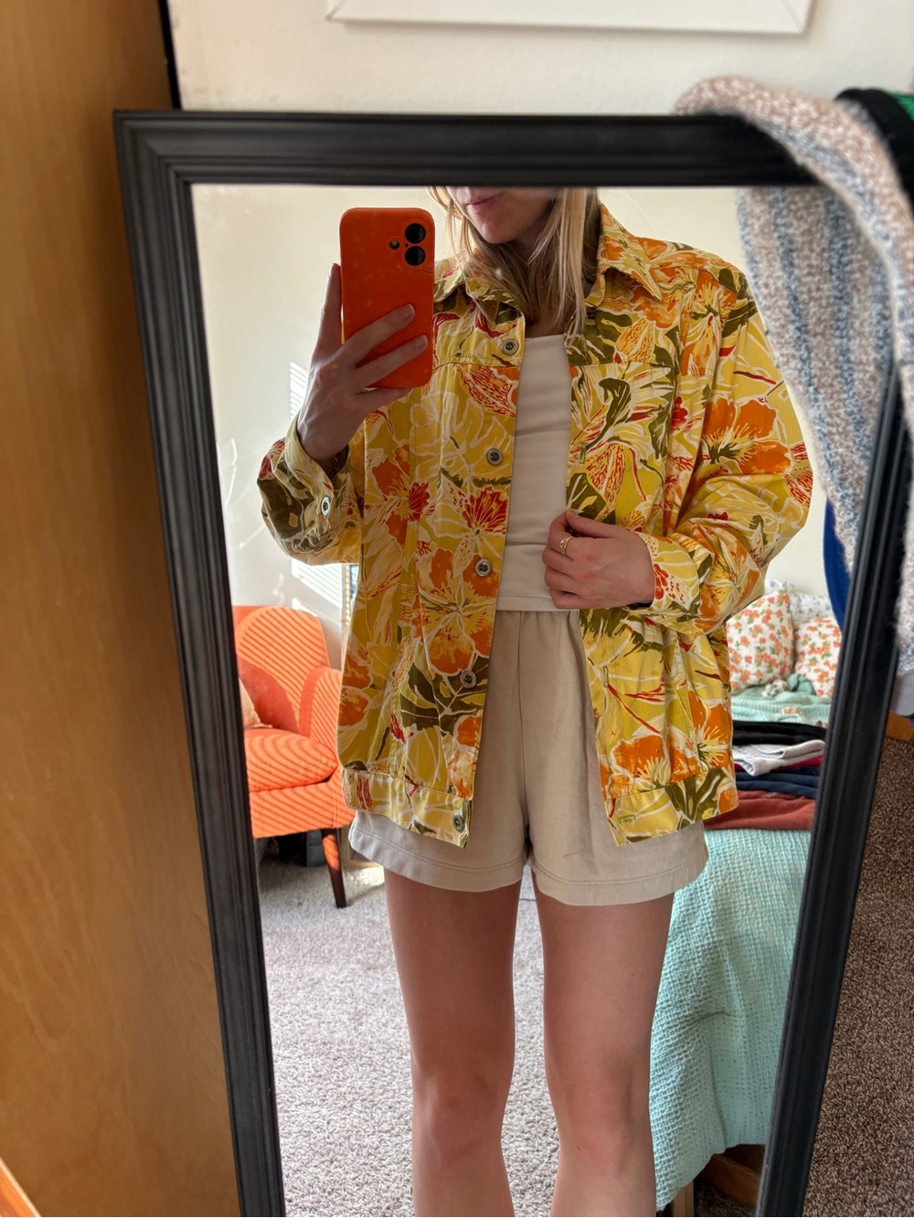Orange and yellow floral button up🧡